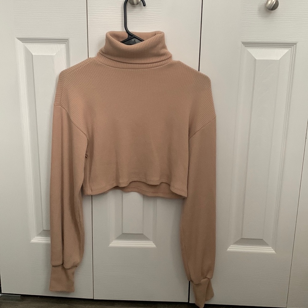 Tan/light brown Crop Turtleneck Sweater
